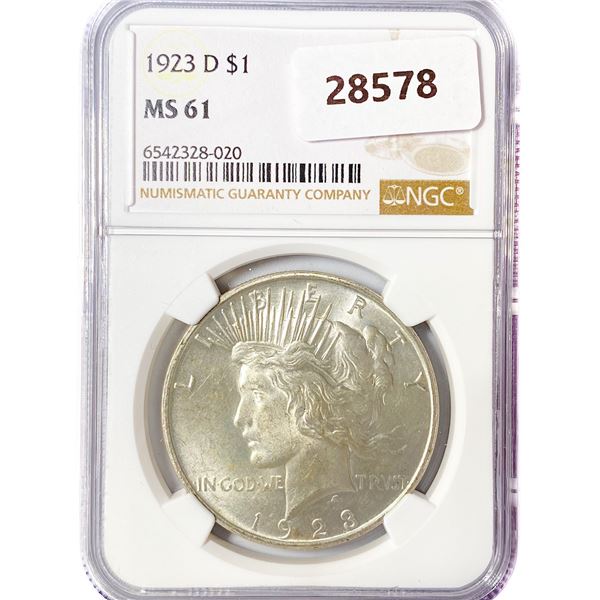1923-D Silver Peace Dollar NGC MS61