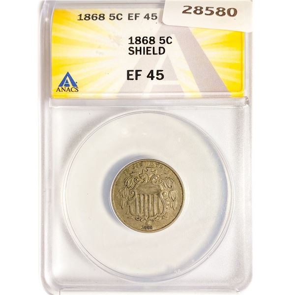 1868 Shield Nickel ANACS EF45