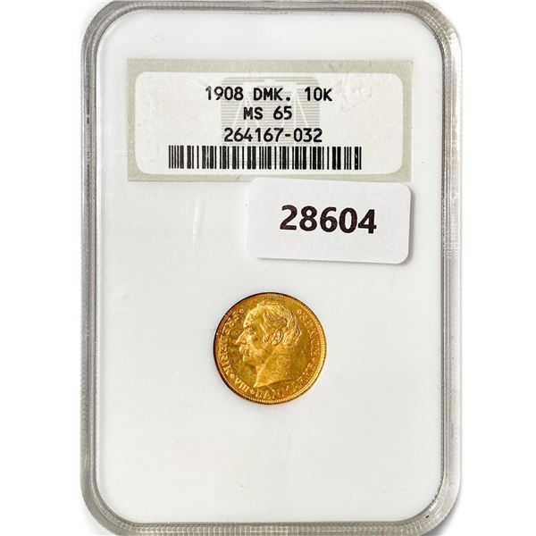 1908 10K .13oz Denmark Gold PCGS MS65