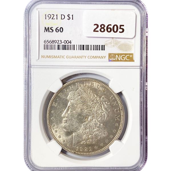 1921-D Morgan Silver Dollar NGC MS60
