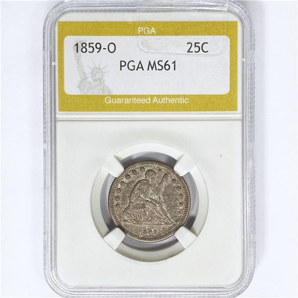 1859-O Seated Liberty Quarter PGA MS61