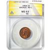 Image 1 : 1864 Indian Head Cent ANACS MS63 RB, Bronze No L