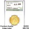 Image 1 : 1881 $10 Gold Eagle NGC MS65