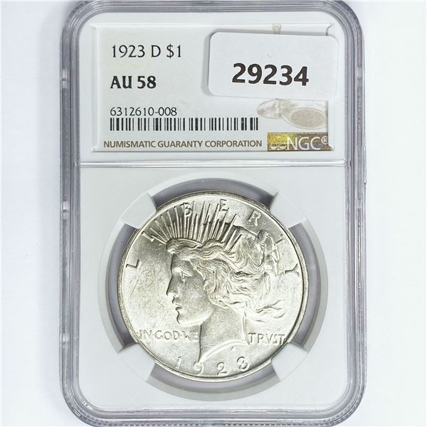 1923-D Silver Peace Dollar NGC AU58