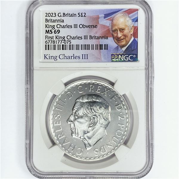2023 1oz G.B. S2£ NGC MS69 King Charles III