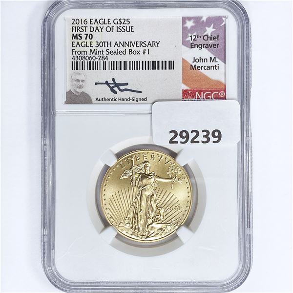 2016 $25 1/2oz AGE Mercanti Signed NGC MS70