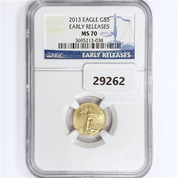 2013 $5 1/10oz American Gold Eagle NGC MS70