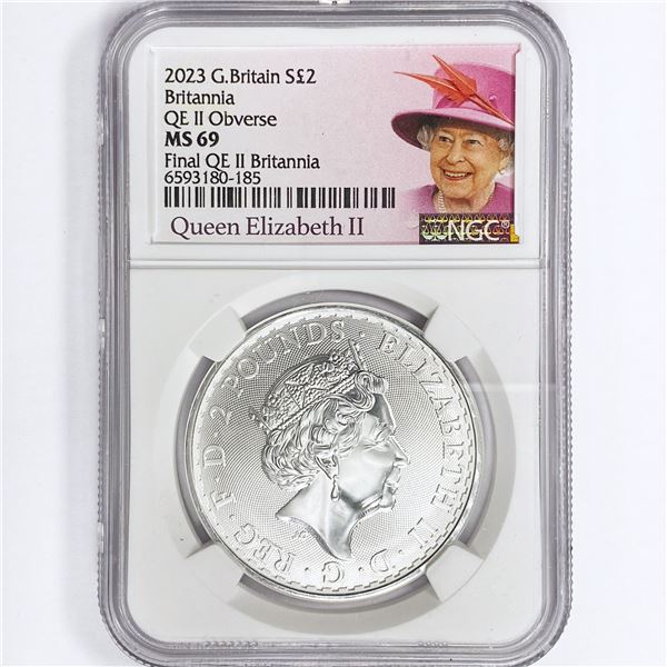 2023 1oz G.B. S2£ NGC MS69 Q. Elizabeth II
