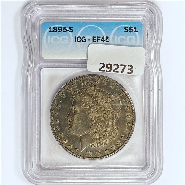 1895-S Morgan Silver Dollar ICG EF45