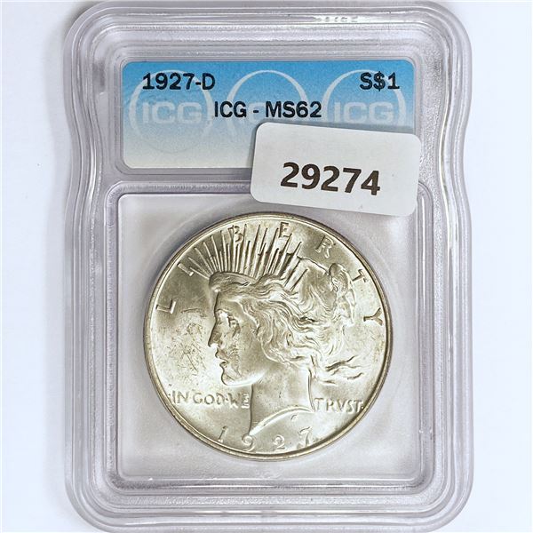 1927-D Silver Peace Dollar ICG MS62