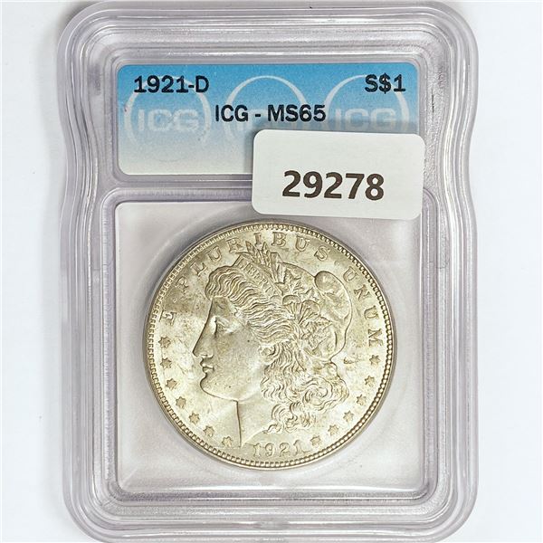 1921-D Morgan Silver Dollar ICG MS65