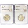 Image 1 : 1937 Set (2) Washington Silver Quarter NGC MS64