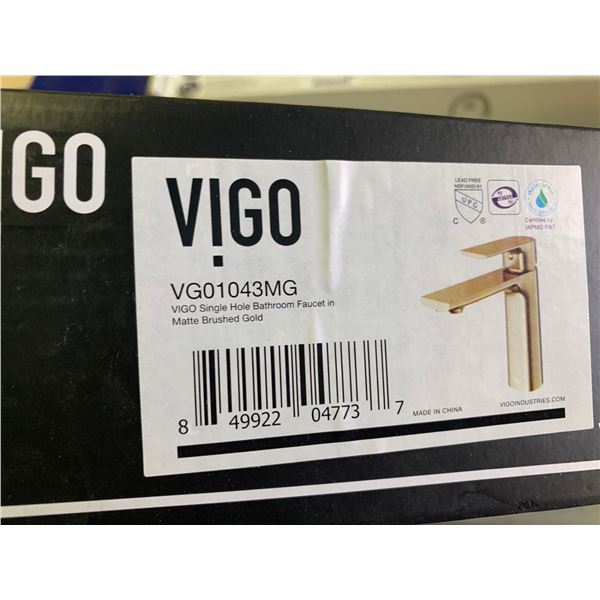 Vigo Single Hole Bathroom Faucet Matte Brished Gold