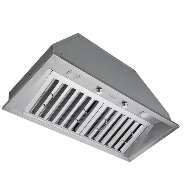 Ancona Model AN-1327 36 Inch Pro 34 inch 600CFM ducted insert range hood, Stainless Steel