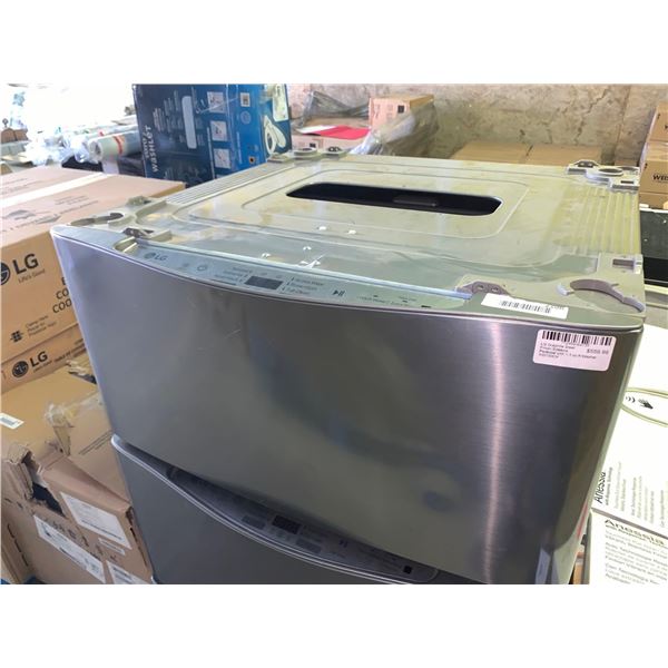 LG Graphite Steel Pedestal with 1.1 Cu Ft inverter direct drive Washer, incl accessories & plumbing