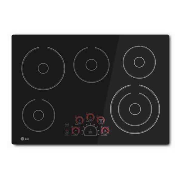 LG LCE3010SB Cooktop, 30" Exterior Width, Electric Cooktop, 5 Burners, 3000W, Black