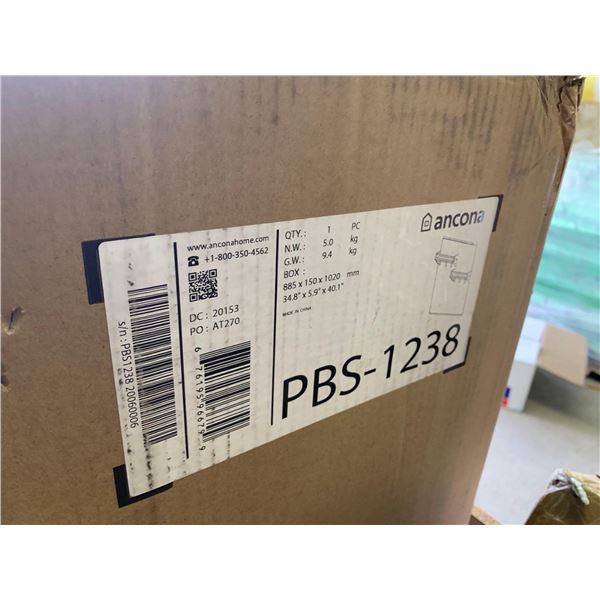 Ancona PBS-1238 30 in. Stainless Steel Backsplash with two-tiered shelf and rack