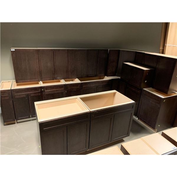 Salem Cappuccino Maple 10 Piece Corner Kitchen Cabinet Set Includes 10 Base & 9 Wall Cabinets of ass