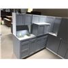 Image 2 : NEW S.Cloud Gray - 15 Piece Kitchen Cabinet Set includes 7 Base & 8 Wall Upper Cabinets Approx wall 