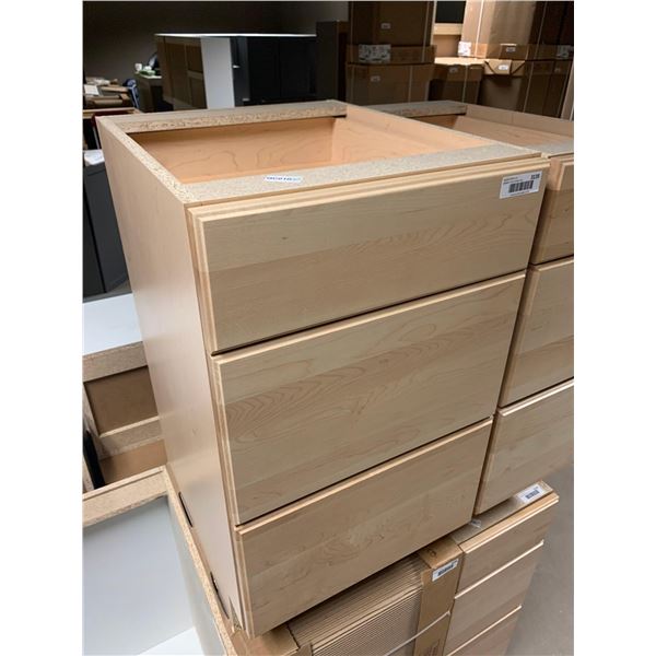 Solid Natural Maple Triple Drawer Vanity Vase Cabinet 18 Inch