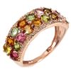 Image 2 : Natural Multi Color Tourmaline & Sapphire Ring
