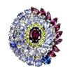 Image 3 : Natural Rhodolite Garnet Tanzanite Ring