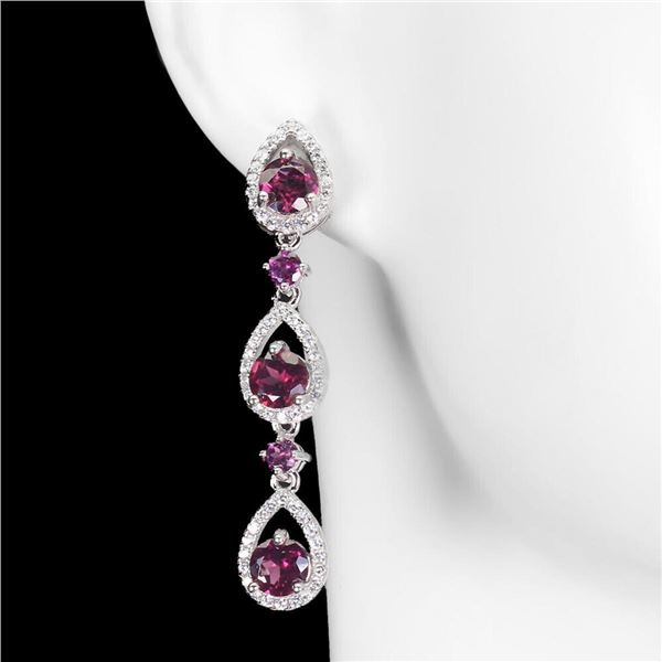 Natural Rhodolite Garnet Earrings