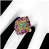 Image 3 : Natural Unheated Rhodolite Garnet Emerald Sapphire Ring