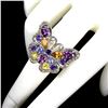 Image 3 : Natural Unheated Rhodolite & Amethyst Butterfly Ring