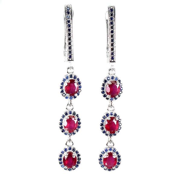 Natural Ruby & Sapphire  Earrings