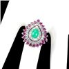 Image 3 : Natural Ethiopian Green Opal  & Garnet Ring