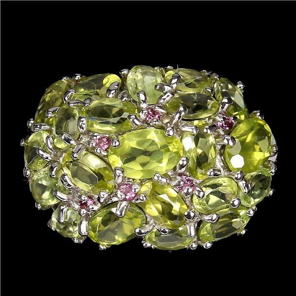 Natural Peridot Rhodolite Garnet Ring