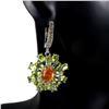 Image 1 : Natural Orange Opal Sapphire & Peridot Earrings