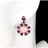 Image 2 : Natural Unheated Oval Pink Opal & Rhodolite Earrings