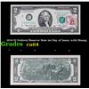 Image 1 : 1976 $2 Federal Reserve Note 1st Day of Issue, with Stamp Grades Choice CU