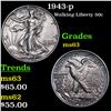 Image 1 : 1943-p Walking Liberty Half Dollar 50c Grades Select Unc