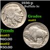 Image 1 : 1936-p Buffalo Nickel 5c Grades Select Unc