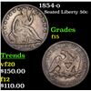 Image 1 : 1854-o Seated Half Dollar 50c Grades f+