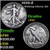 Image 1 : 1938-d Walking Liberty Half Dollar 50c Grades vf++