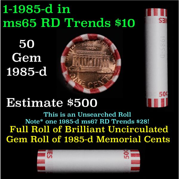 Shotgun Lincoln 1c roll, 1985-d 50 pcs Bank Wrapper.