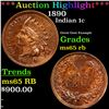 Image 1 : ***Auction Highlight*** 1890 Indian Cent 1c Graded ms65 rb By SEGS (fc)