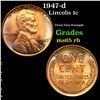 Image 1 : 1947-d Lincoln Cent 1c Grades GEM Unc RB