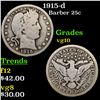 Image 1 : 1915-d Barber Quarter 25c Grades vg+