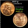 Image 1 : 1937-p Lincoln Cent 1c Grades GEM Unc RD