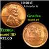 Image 1 : 1946-d Lincoln Cent 1c Grades GEM+ Unc RD