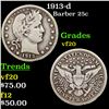 Image 1 : 1913-d Barber Quarter 25c Grades vf, very fine