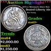 Image 1 : ***Auction Highlight*** 1875-cc Seated Liberty Dime Mintmark Above Bow 10c Graded ms63+ By SEGS (fc)