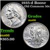 Image 1 : 1935-d Boone Old Commem Half Dollar 50c Grades GEM+ Unc