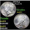 Image 1 : 1924-p Peace Dollar $1 Grades Select+ Unc