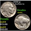 Image 1 : 1936-p Buffalo Nickel 5c Grades Choice Unc